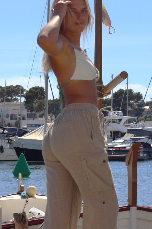 Unisex Fairtrade BEIGE CARGO PANTS / TROUSERS