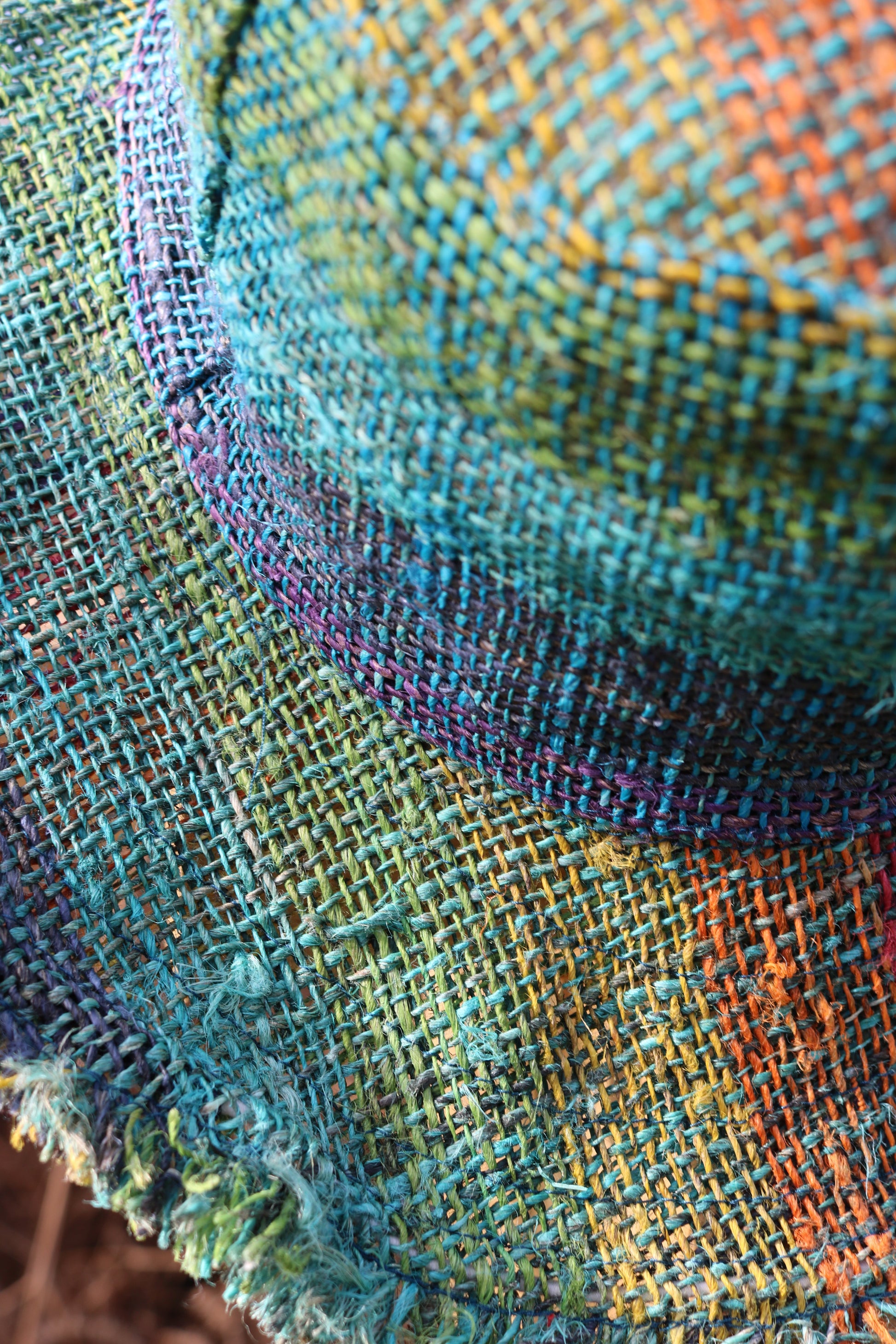 Beautiful Hemp Unisex RAINBOW BORLA OUTBACK hat with a flexible, fringed brim