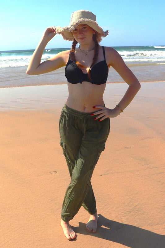 Unisex Fairtrade GREEN CARGO PANTS / TROUSERS