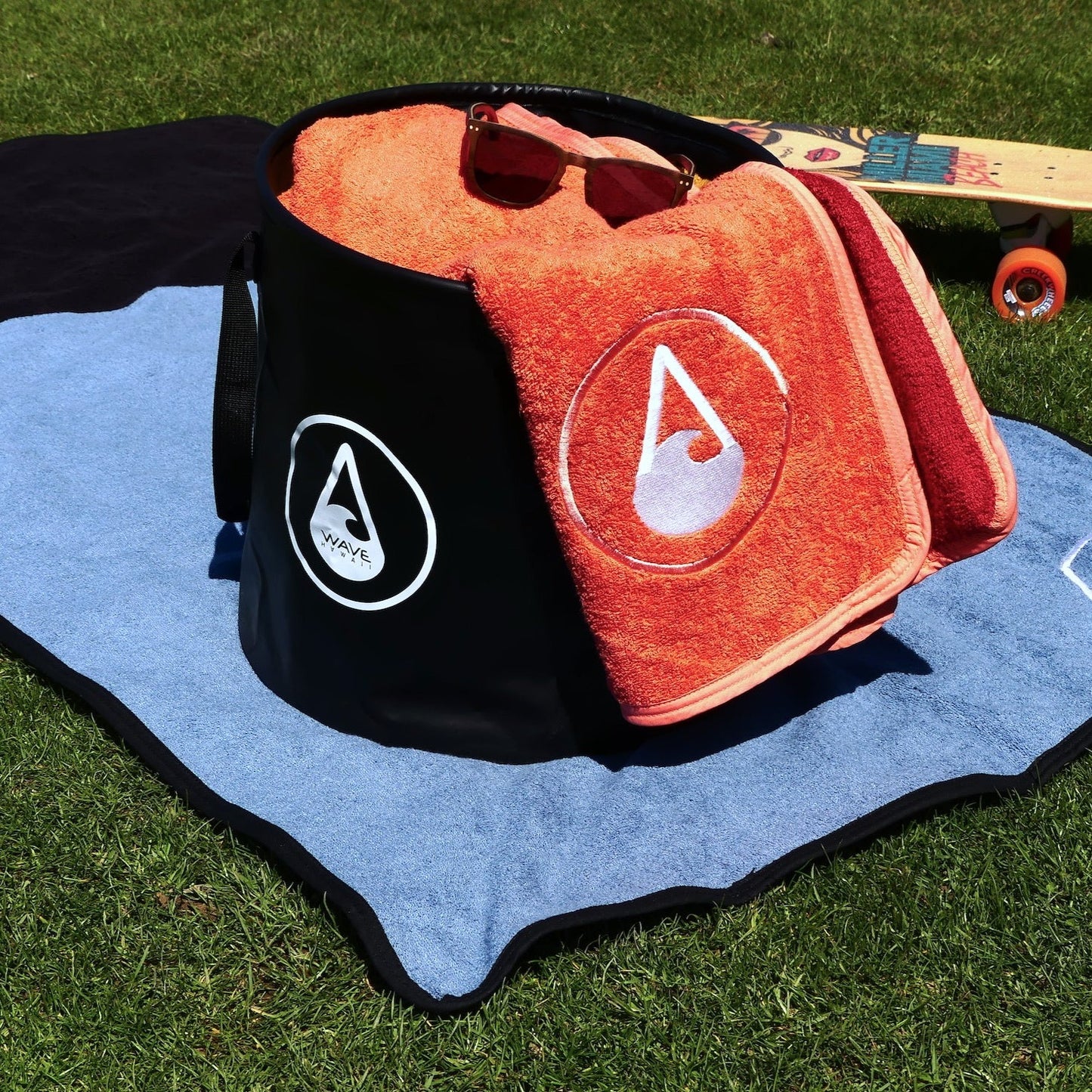 Beach Bucket BLACK On A Towel
