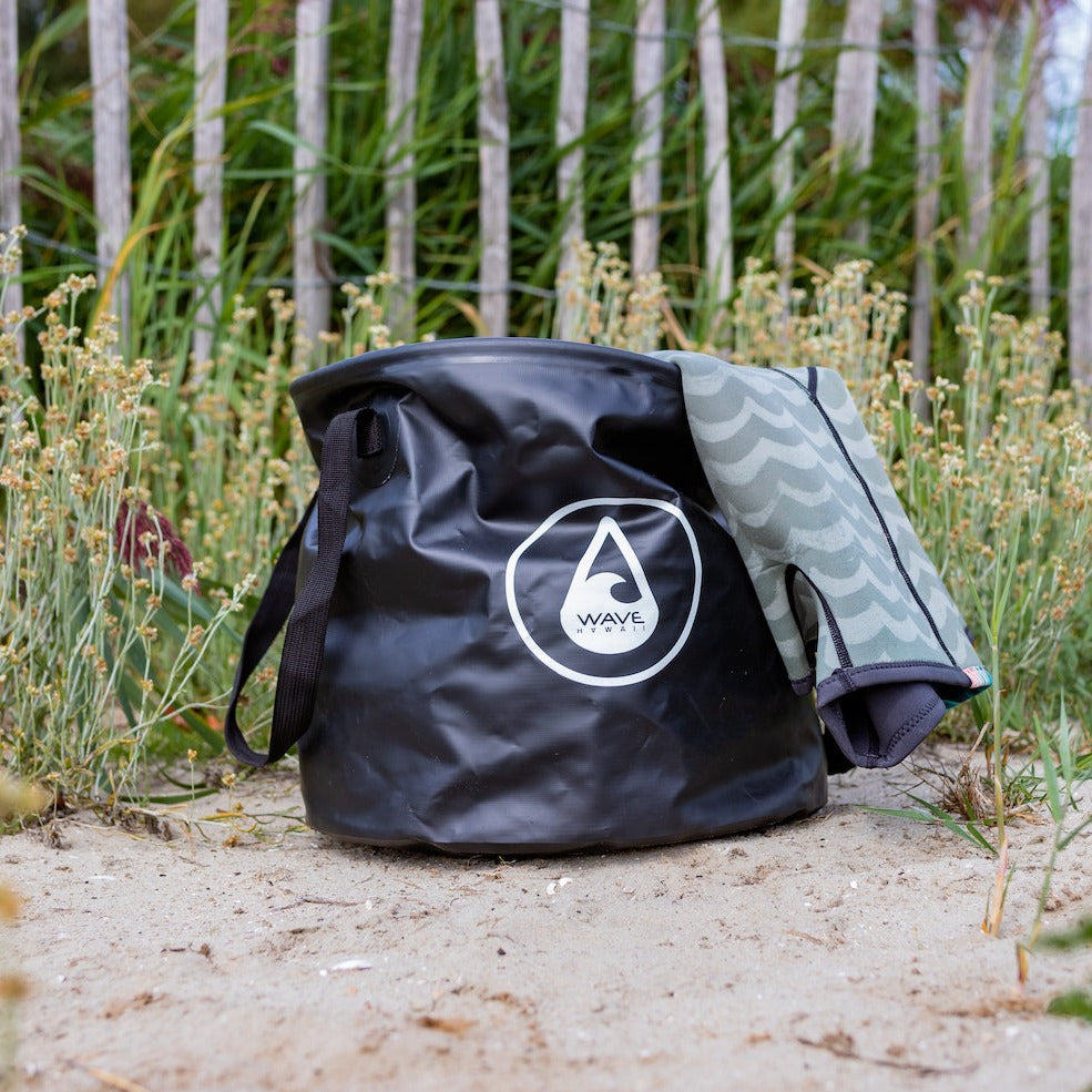 Beach Bucket BLACK With Poncho Inside