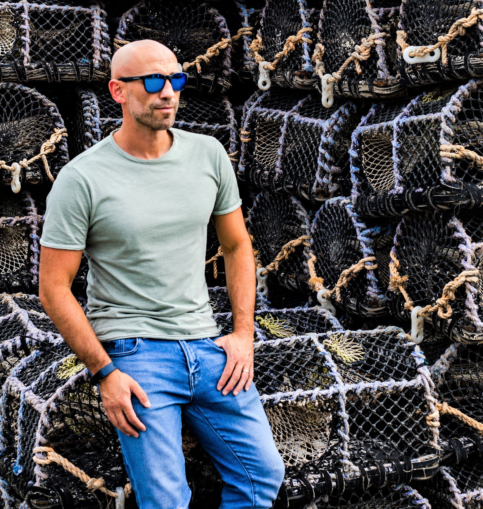 FITZROY SLATE Sunglasses - Blue Mirror Lenses At The Sea