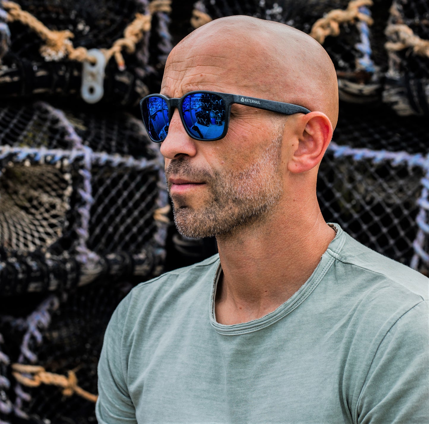 FITZROY SLATE Sunglasses - Blue Mirror Lenses Male Model