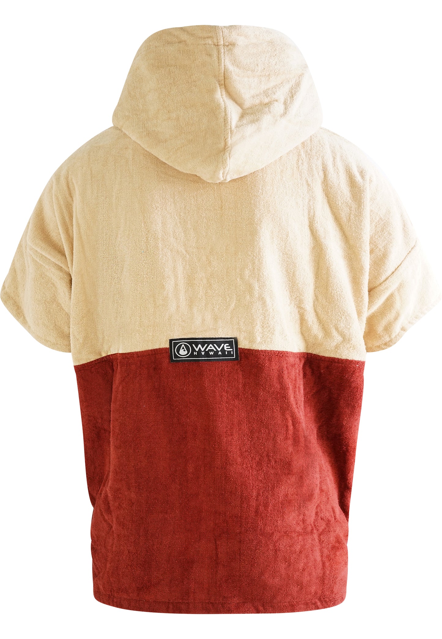 Kids' Wave Poncho DUNAS Product Back View With Hood & Logo