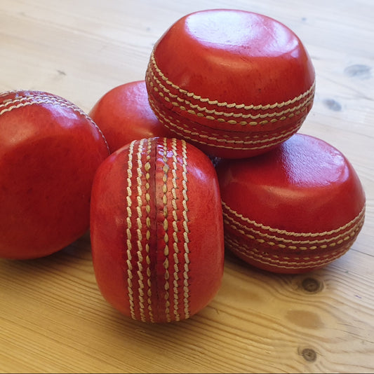 Flat sided Cricket Ball Paperweight / Desk ornament - real cricket stitching