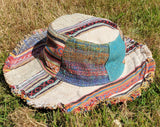 Beautiful Hemp & Cotton Unisex multicolour OUTBACK hat with a flexible, fringe brim