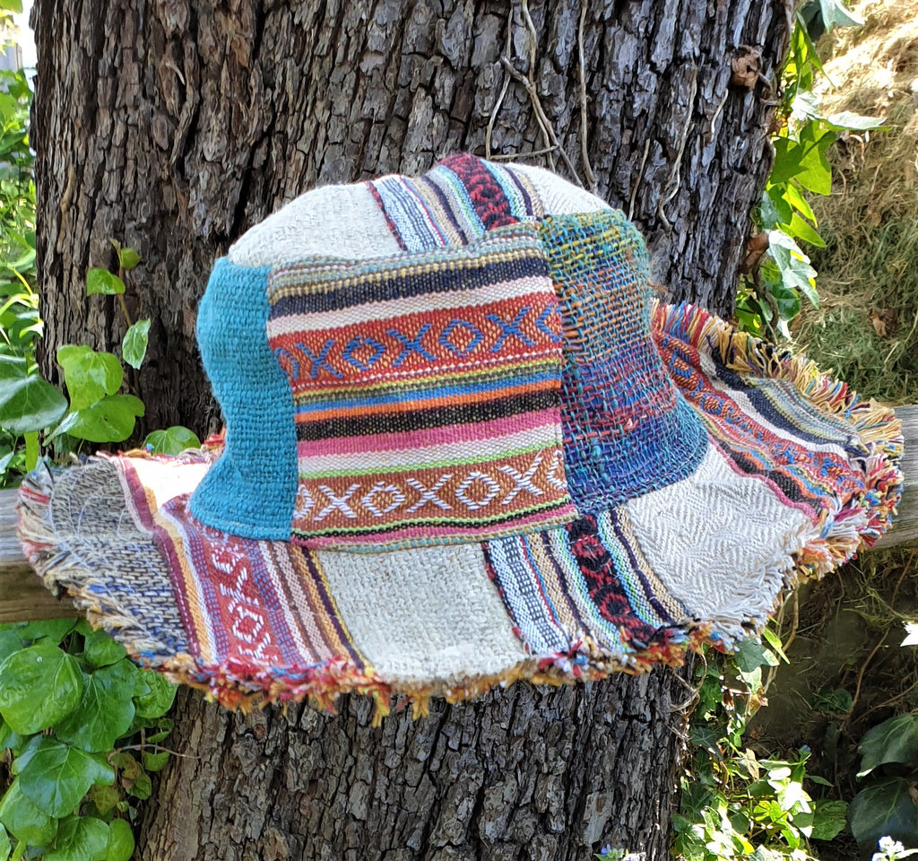 Beautiful Hemp and Cotton Unisex OUTBACK hat with a flexible, fringe brim