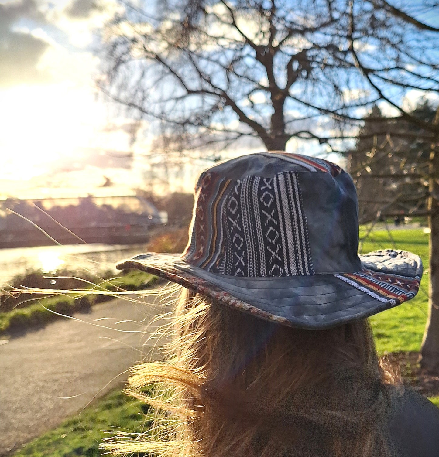 Beautiful pure Cotton and Gheri trim Unisex OUTBACK NEPALA COLOUR hat with a flexible, finished and lined brim