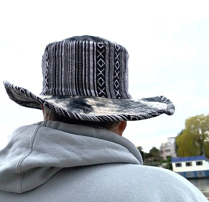Unisex OUTBACK NEPALA MONO hat with a flexible, finished and lined brim. Beautiful pure Cotton + Gheri trim