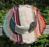 Beautiful Hemp & Cotton Unisex multicolour OUTBACK hat with a flexible, fringe brim