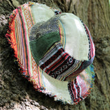 Beautiful Hemp & Cotton Unisex multicolour OUTBACK hat with a flexible, fringe brim