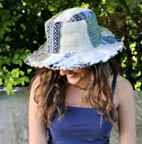 Beautiful Hemp & Cotton Unisex multicolour OUTBACK hat with a flexible, fringe brim