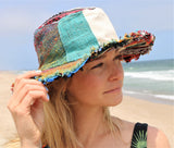 Beautiful Hemp & Cotton Unisex multicolour OUTBACK hat with a flexible, fringe brim