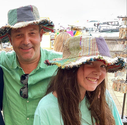 Beautiful Hemp & Cotton Unisex multicolour OUTBACK hat with a flexible, fringe brim