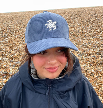 Solid colour vintage Corduroy TURTLE Baseball caps in 3 colours.  100% natural organic cotton