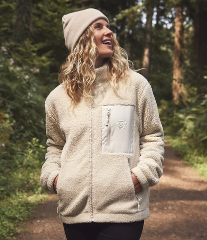 Recycled polyester Cream SHERPA FLEECE : Unisex Borg Style
