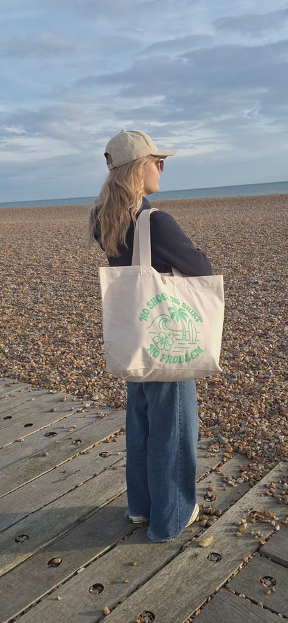 Large Cotton Beach Bag: NO SHOES NO SHIRT NO PROBLEM