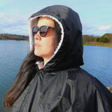 Wave Storm Poncho BISO SHERPA Hood Up At Beach
