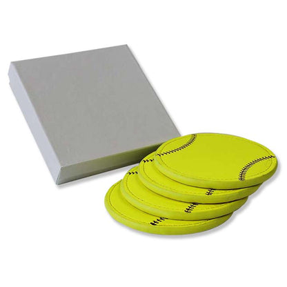Softball Coaster Box and four coasters