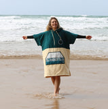 Wave Style Poncho PETROL At the Beach