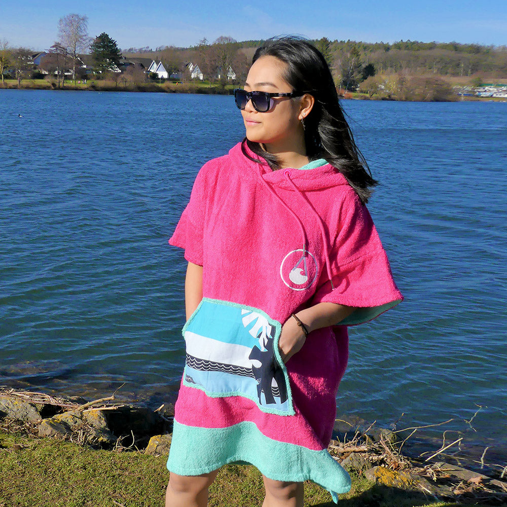 Wave Style Poncho PINK WAVE Full Length Product View