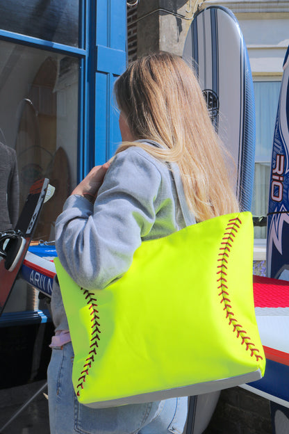 Softball Tote Bag Outside Model