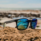 FITZROY SLATE Sunglasses - Blue Mirror Lenses On The Beach
