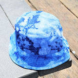 *NEW U.S. RANGE** The BLU ROYAL Tie Dyed Bucket Hat Top Down View At The Pier