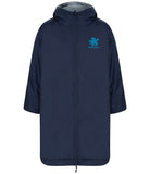 Kids Waterproof TORTUGA Poncho and Changing Robe with Sherpa fleece lining Blue logo