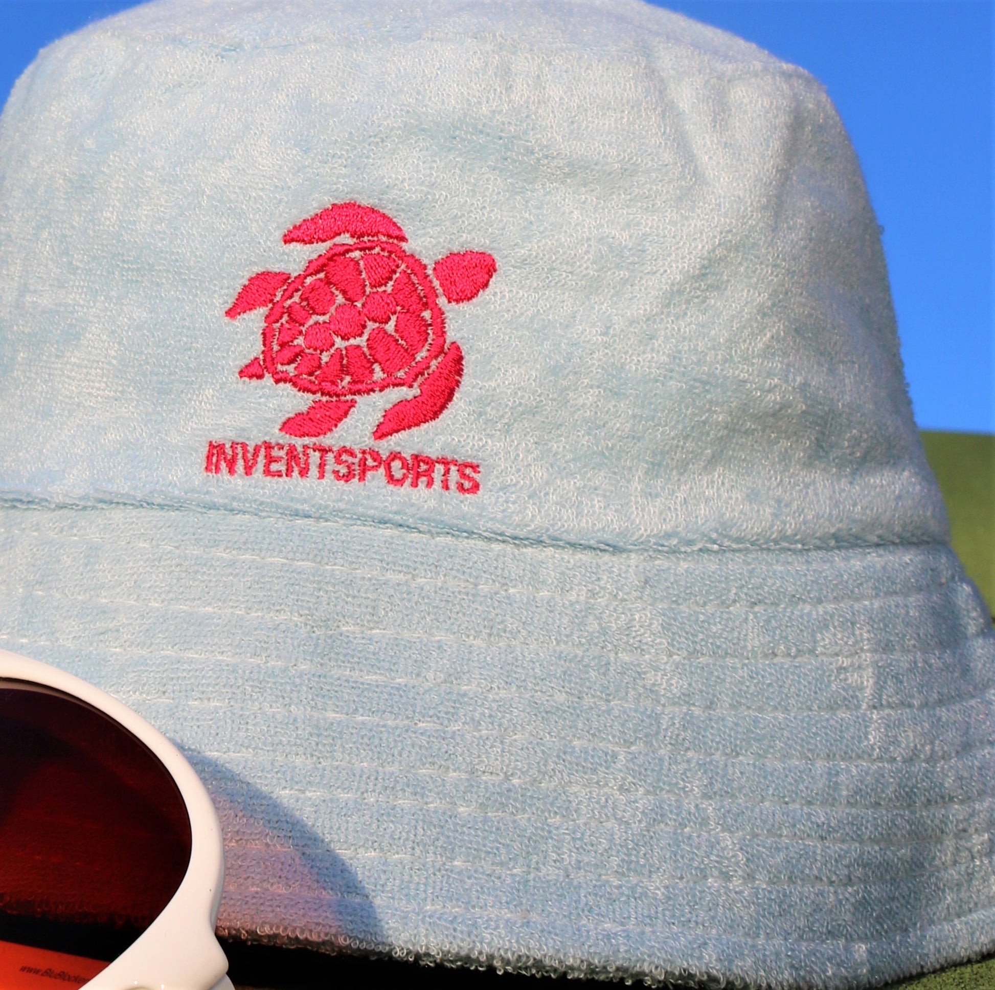 The WAVER Towelling Bucket Hat Logo Close View