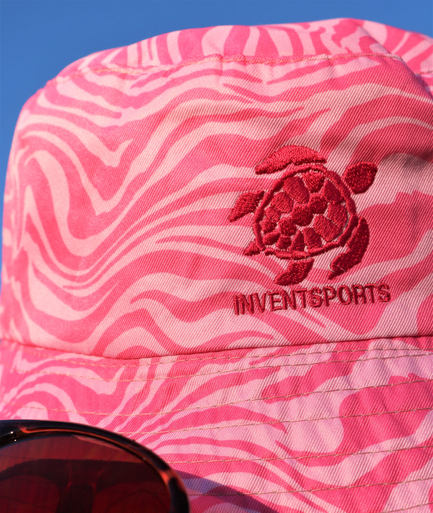 The SONIC PINK Bucket Hat Logo Closer View