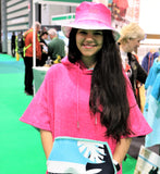 Wave Style Poncho PINK WAVE With Beach Hat