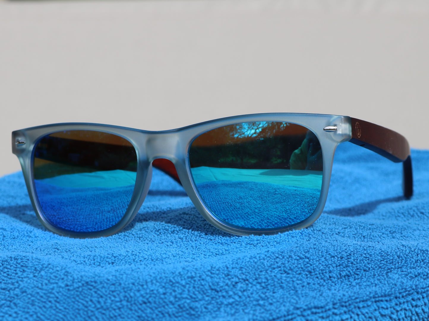 blue mirror sunglasses