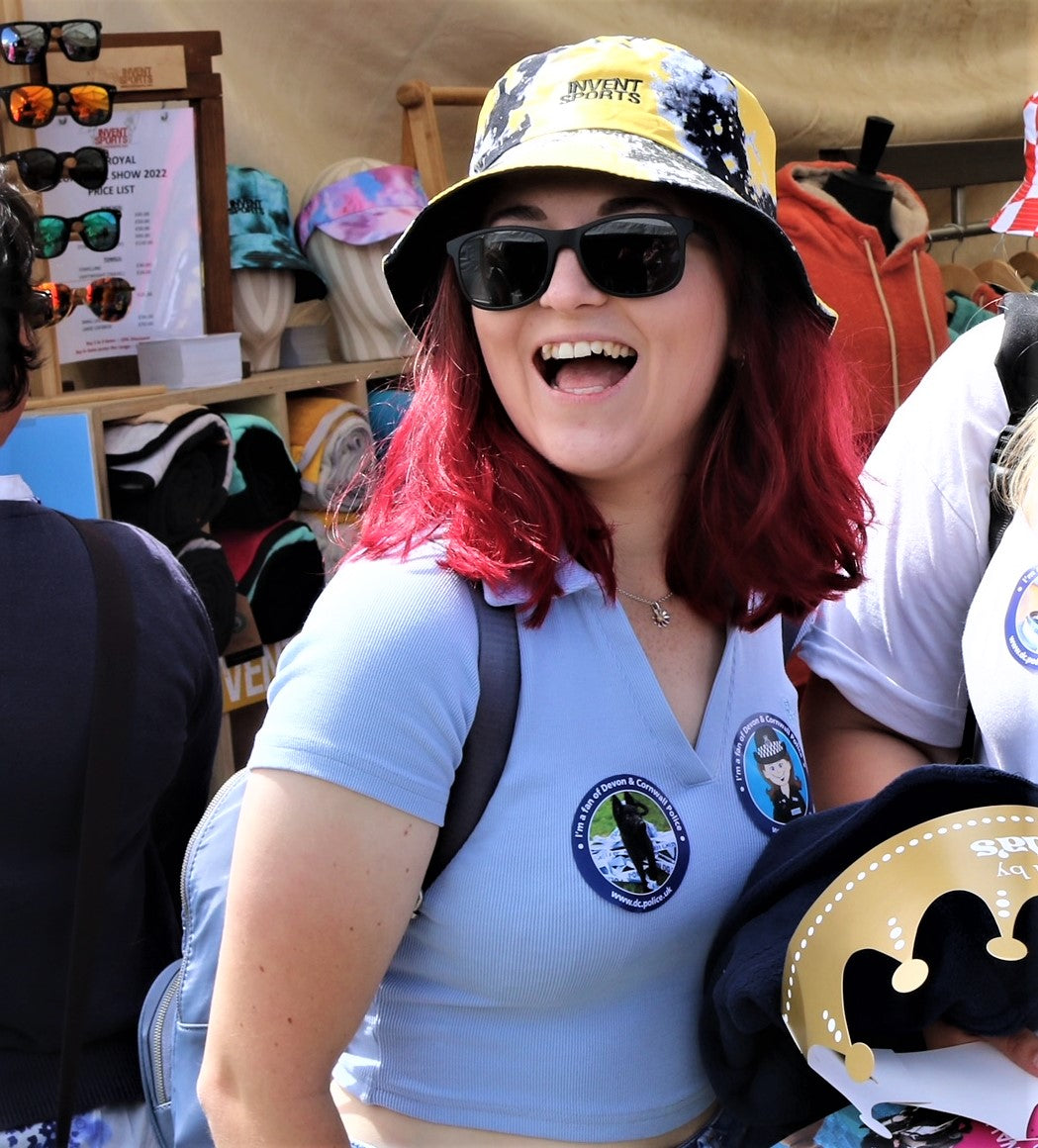 Our fab BUMBLE Bucket Hat With New Sunglasses