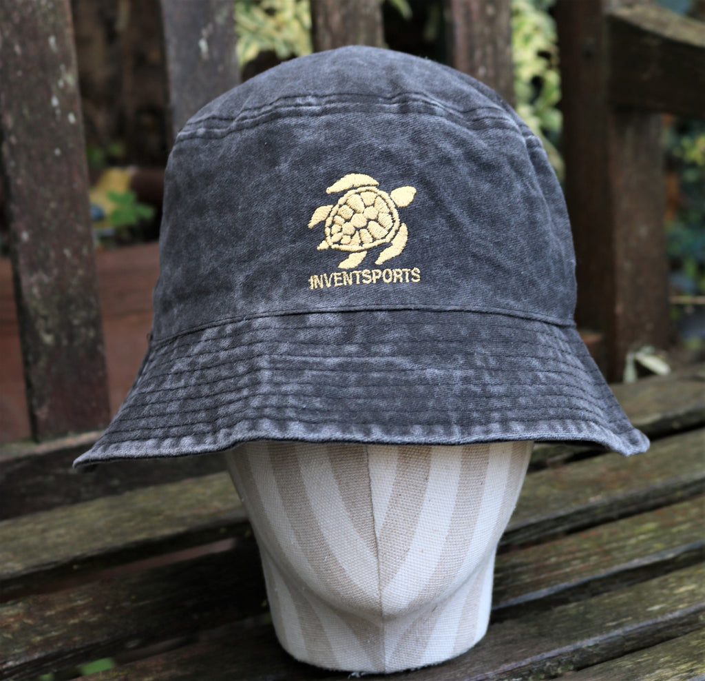 The SHADY GREY vintage washed Bucket Hat doll front| InventSports