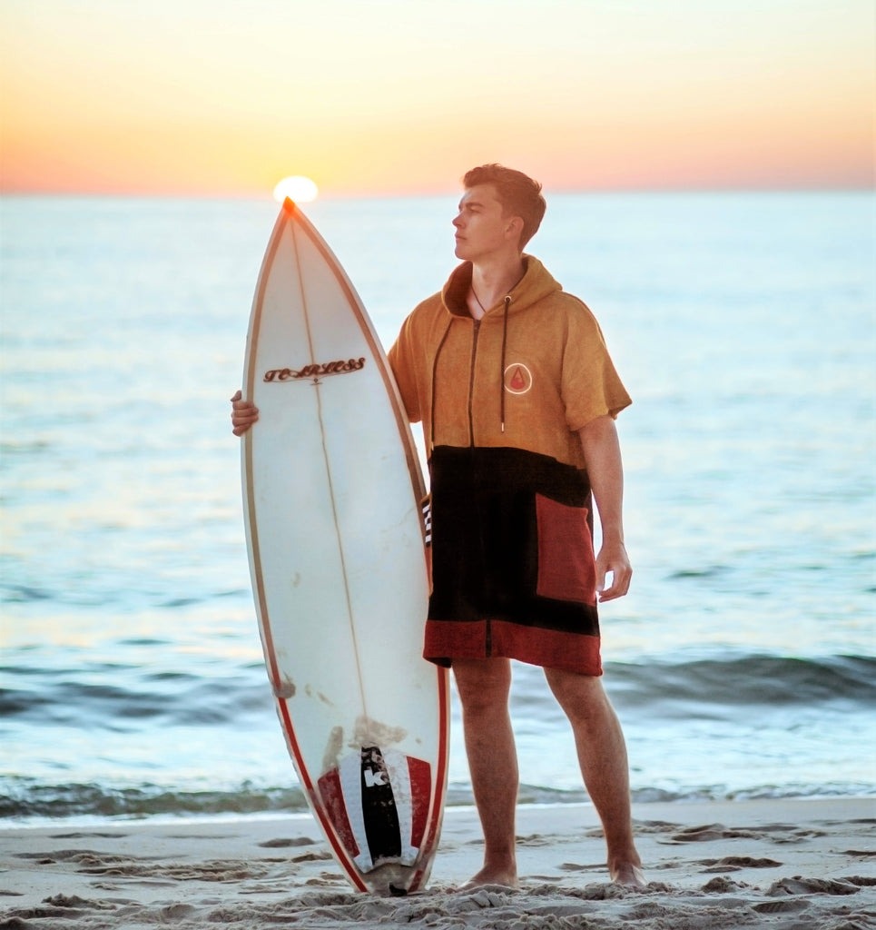 Surf, Swim and Beach Poncho - Men - Tiger Orange Navy