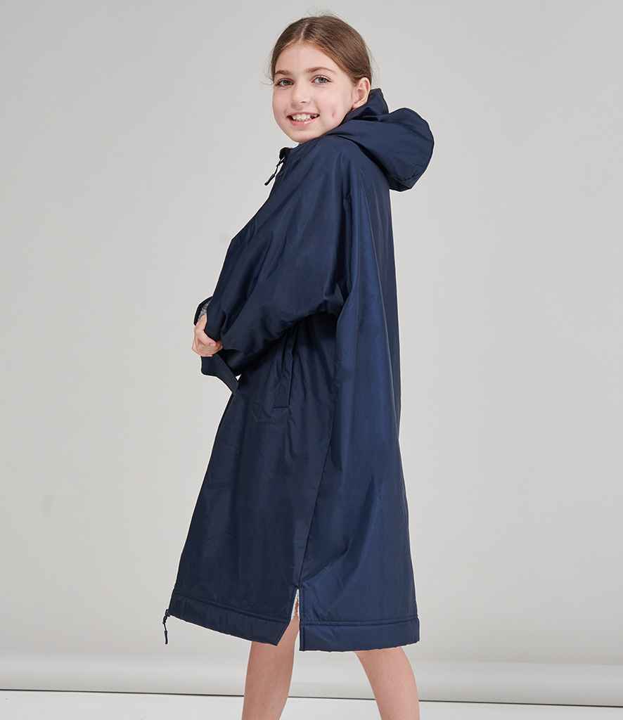 Kids Waterproof TORTUGA Poncho and Changing Robe with Sherpa fleece lining Girls Side View