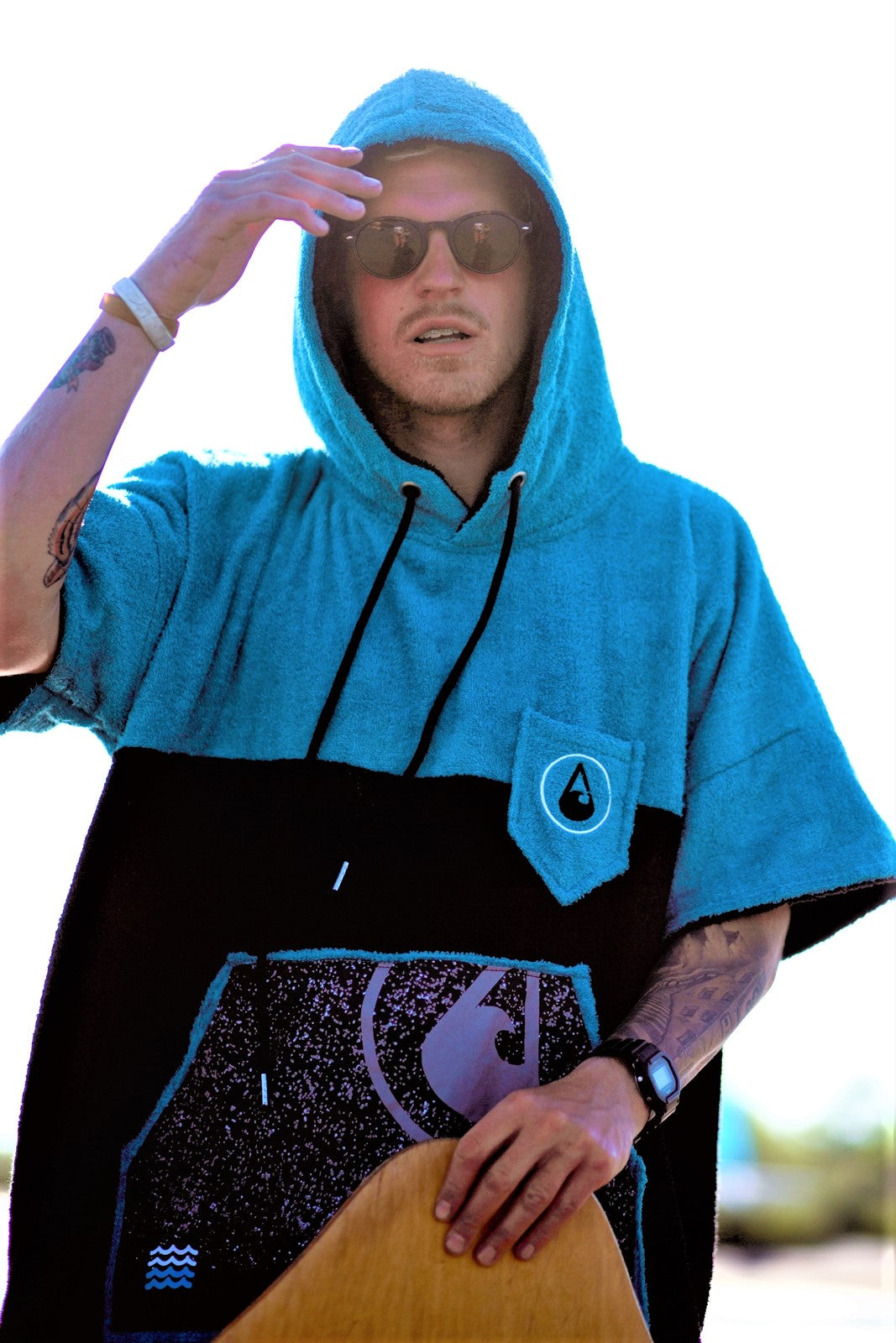 UNO Poncho and Changing Robe Hand On Head Sunglasses