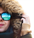FITZROY SLATE Sunglasses - Blue Mirror Lenses Hood Up
