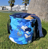 Beach Bucket BLUE CAMO With Towels