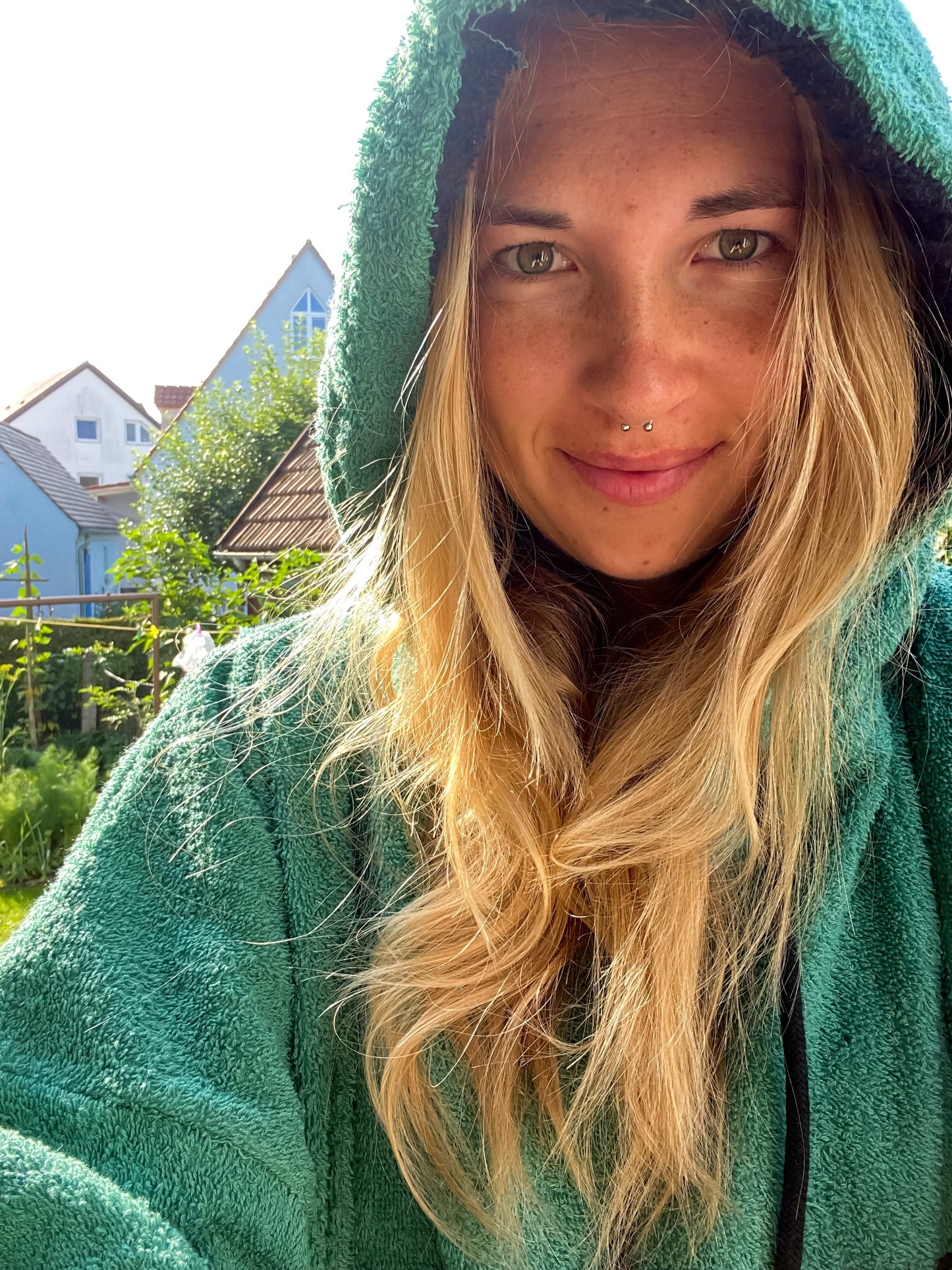Wave Style Poncho MOVE Hood Up Front View