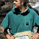 Wave Style Poncho PETROL Closer Look Logo Surfwear